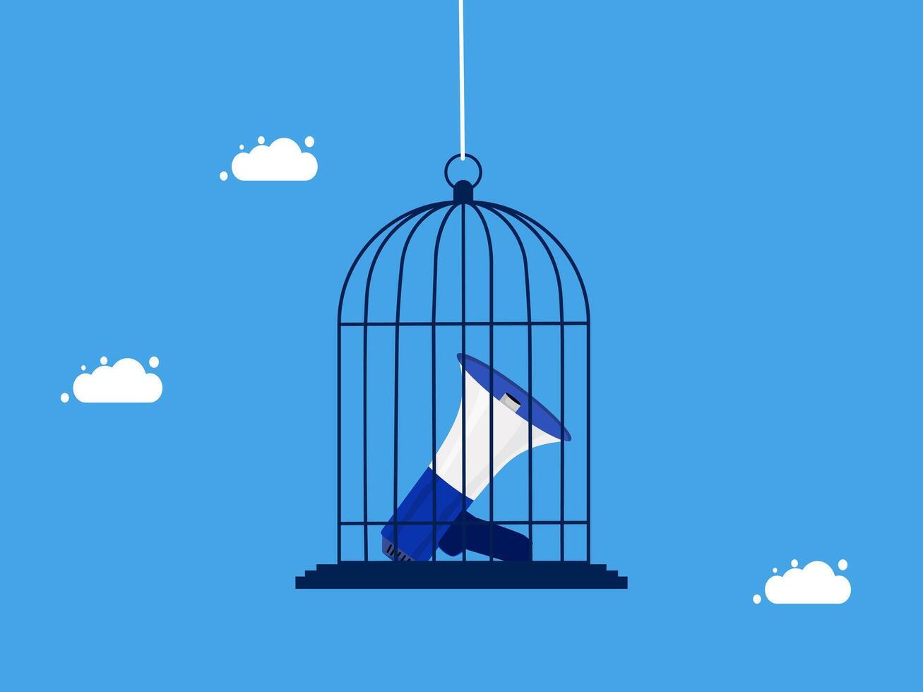 a bird in a cage with a megaphone on top of it vector