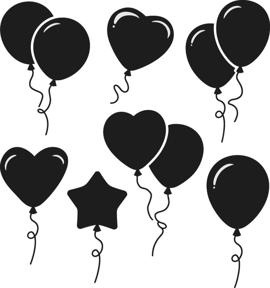 Set of Balloon Silhouette for Birthday - Perfect for Party and Celebration Designs vector