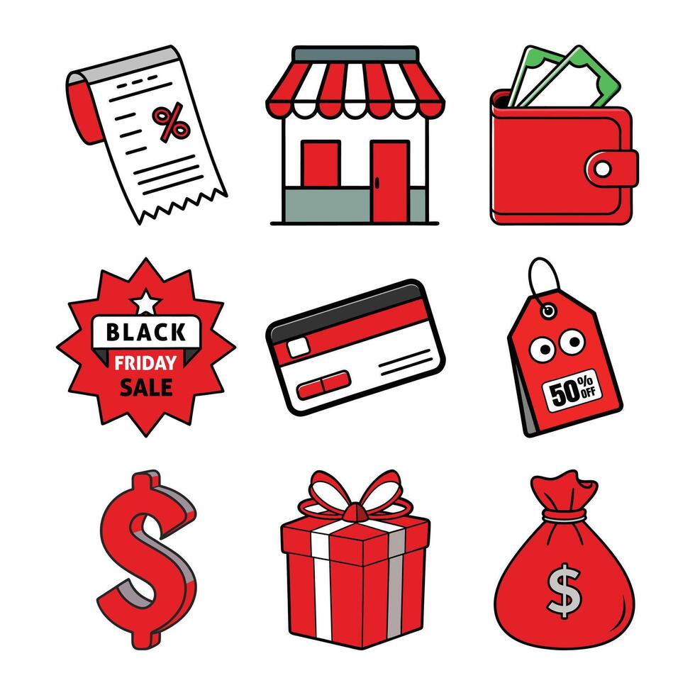 Cartoon Bundle for Black Friday Grab Attention with Fun and Festive Designs vector