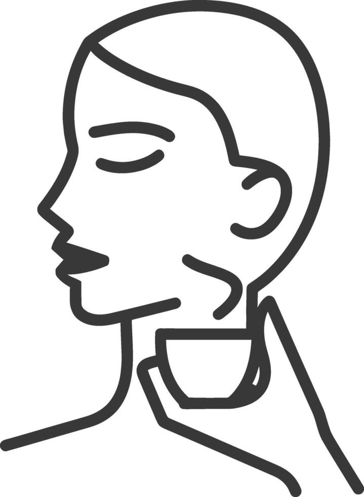 A woman holding a cup of coffee in her hand vector