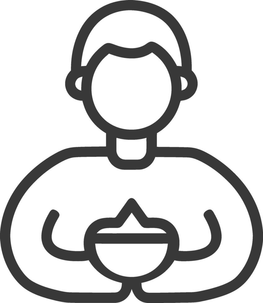 A man holding a bowl of food in his hands vector