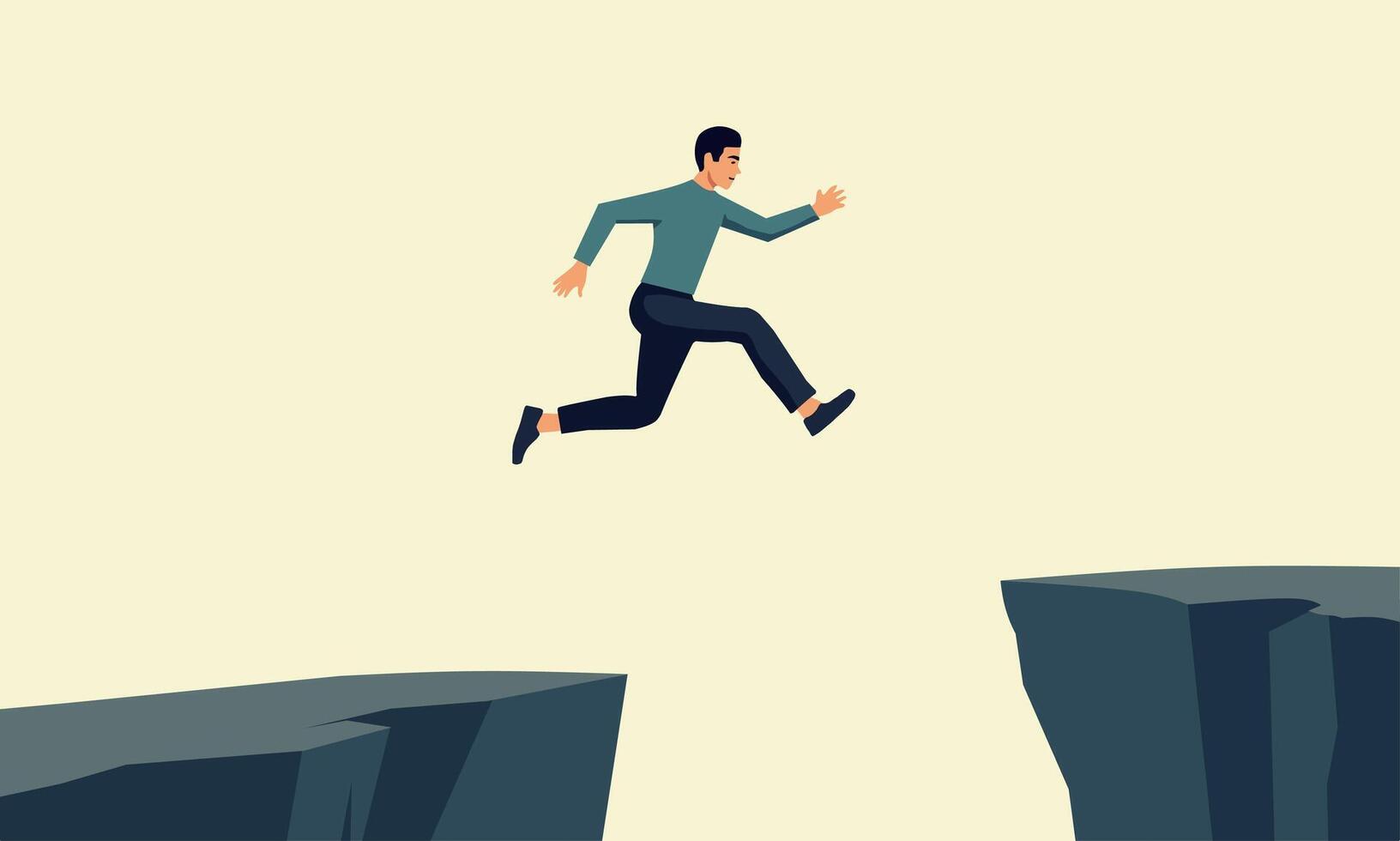 a man jumping over a cliff vector