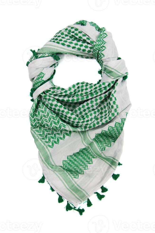 Green arabic scarf isolated on white background photo