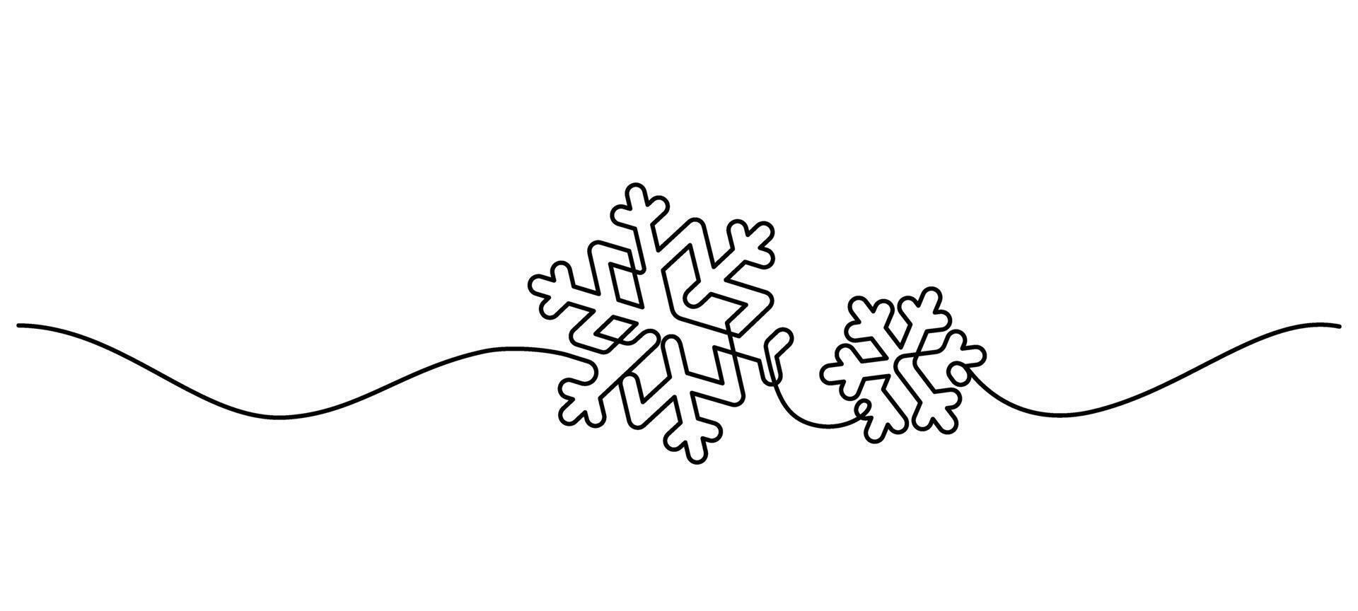 snowflake flowing line art continuous drawing vector