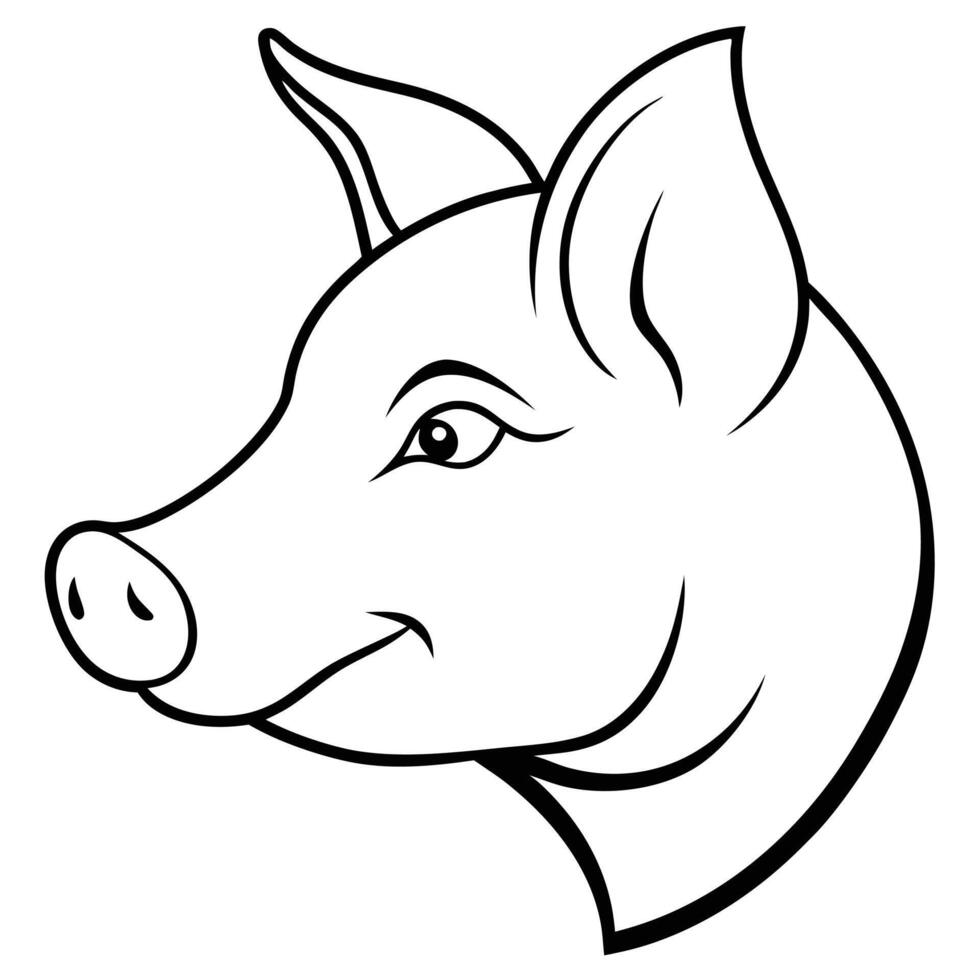 minimalistic silhouette of a pig s head vector