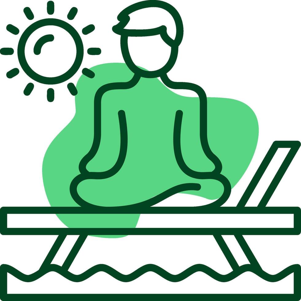 Beach yoga Outline Style Icon vector
