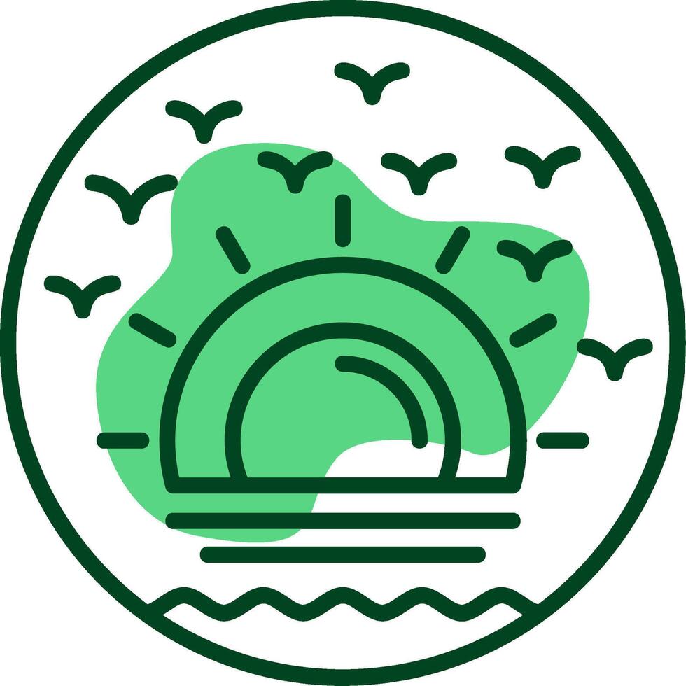 Beach sunset painting Outline Style Icon vector