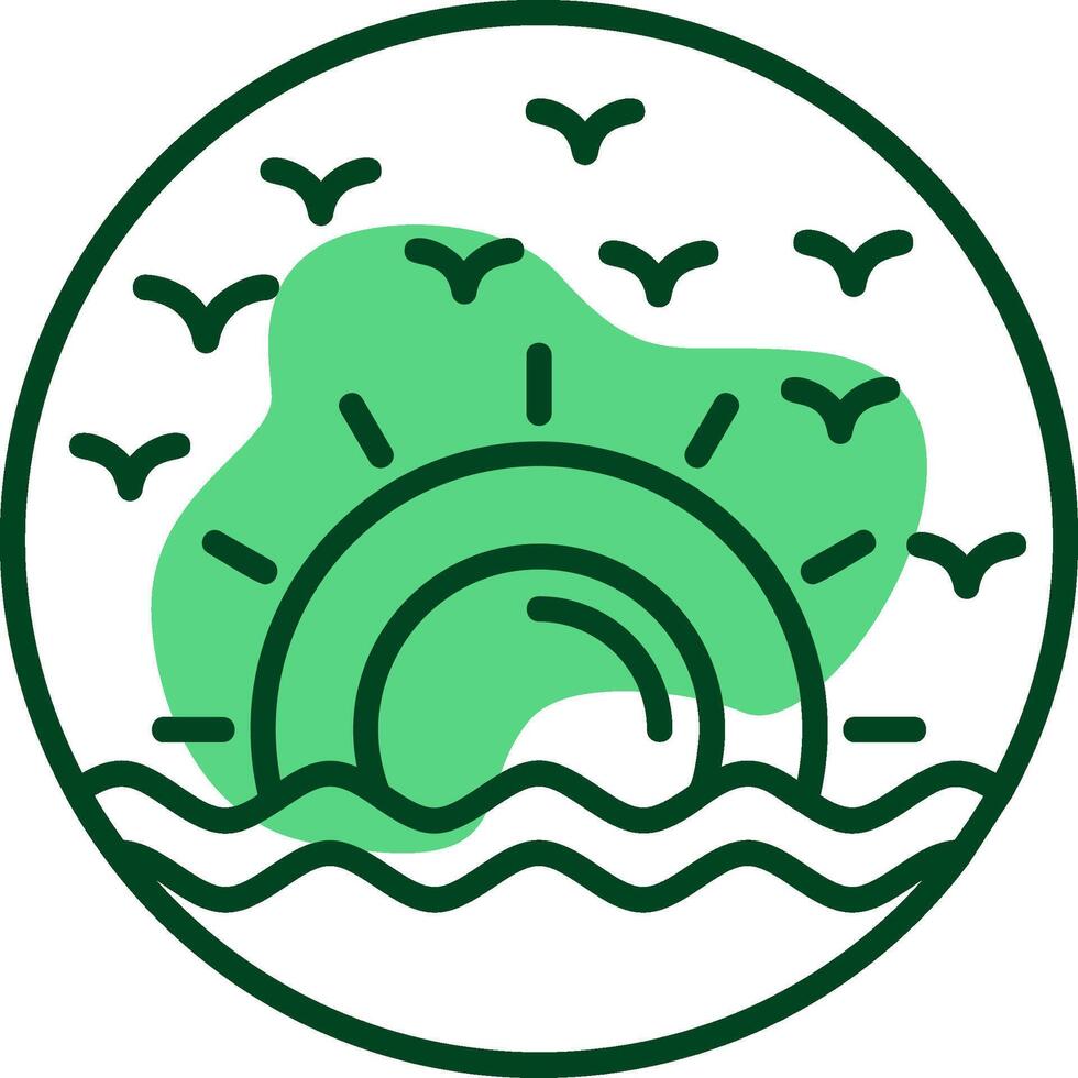 Beach sunrise painting Outline Style Icon vector