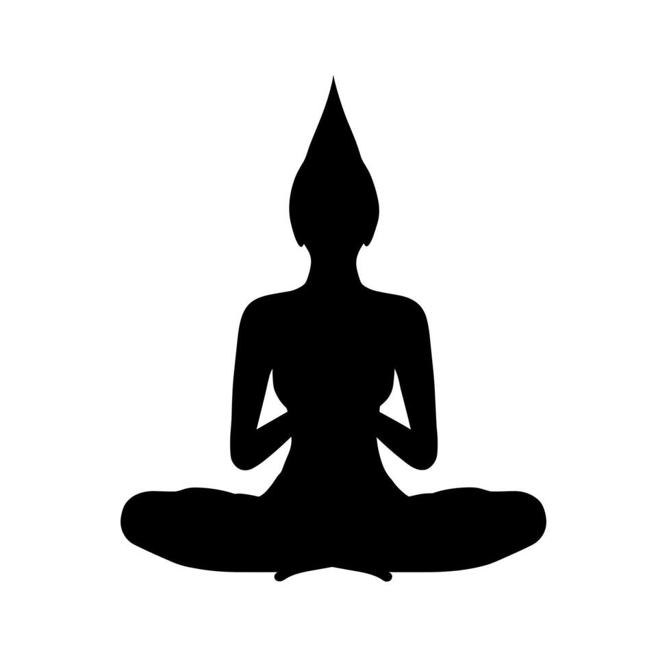 Silhouette of a meditating figure with a distinctive hairstyle in peaceful posture vector