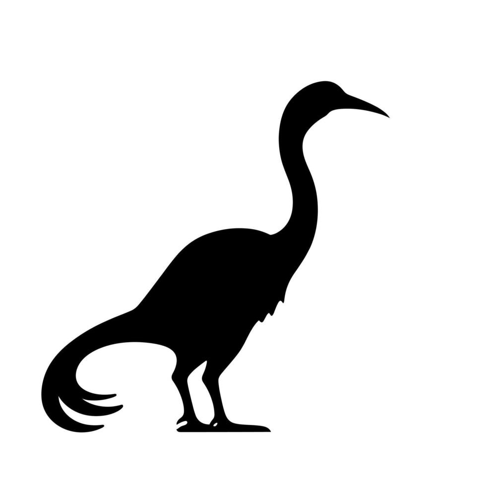 Illustration of a silhouette of a crane standing gracefully with raised neck and elongated body vector