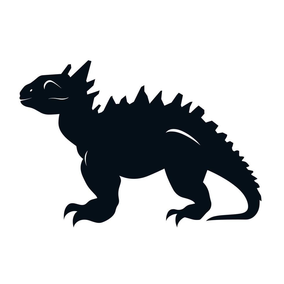 Silhouette of a fictional creature with spiky back and strong limbs vector
