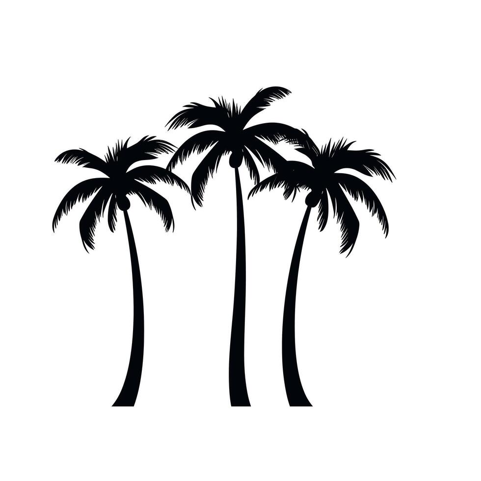 Palm trees silhouette against a white background, ideal for tropical themed designs vector