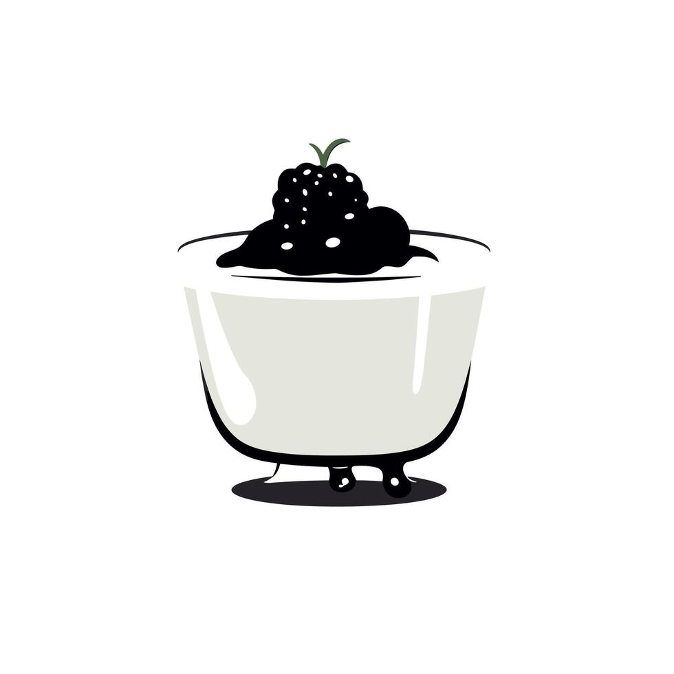 Delicious dessert with creamy texture and fresh berries on top vector