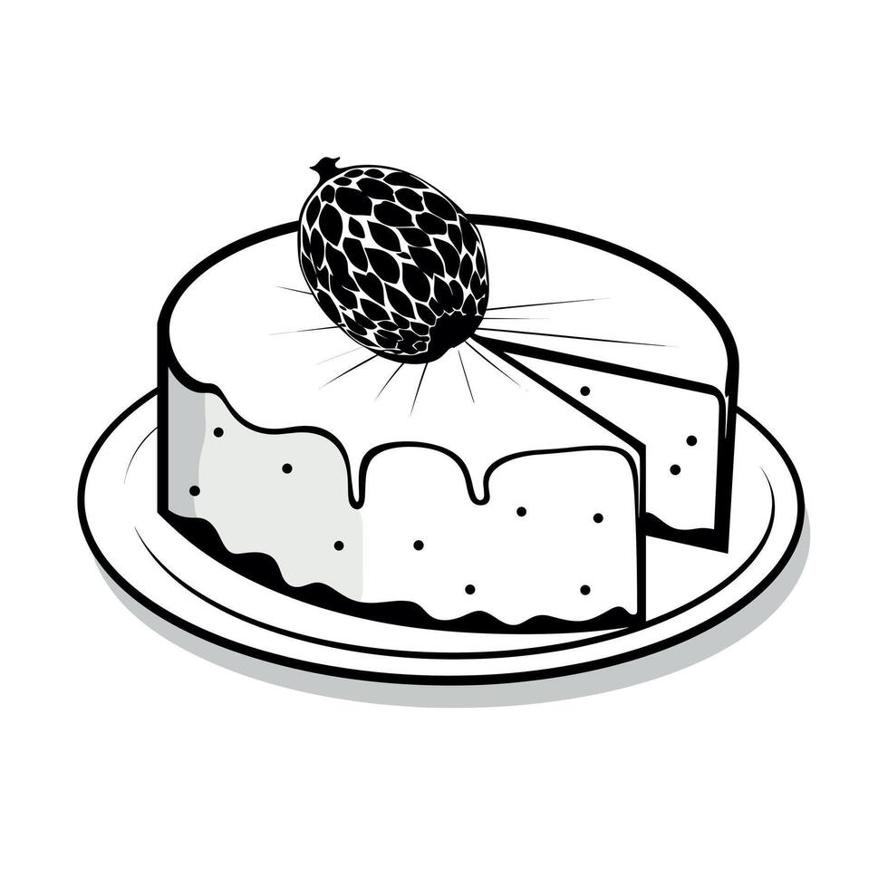 Delicious cake served with a fresh tropical fruit on top at a summer gathering vector