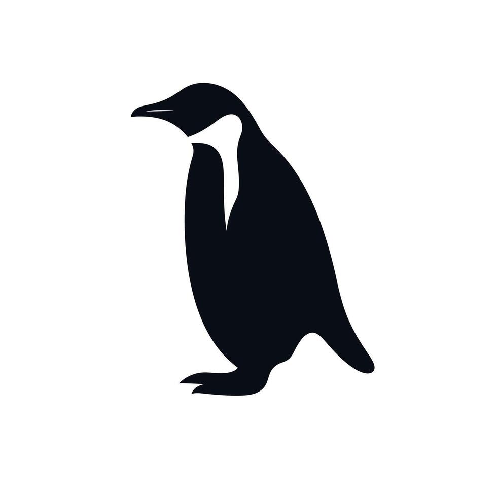 Penguin silhouette standing alone against a plain background showcasing its distinct shape vector