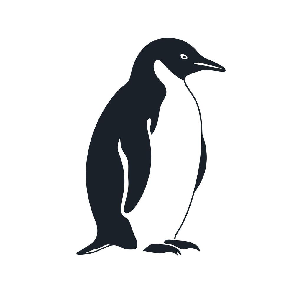Penguin standing on ice in a cold environment showcasing its distinctive shape and features vector