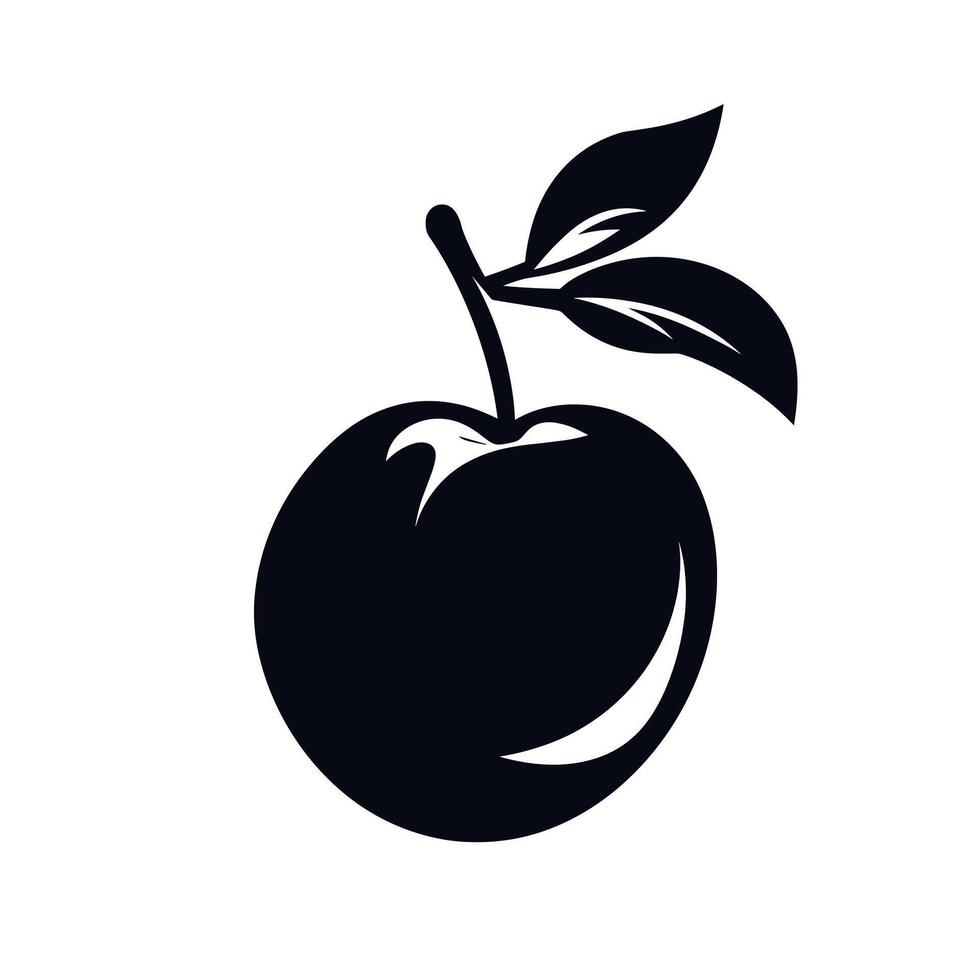 Fresh black apple with leaves against a simple background showcasing natural beauty vector