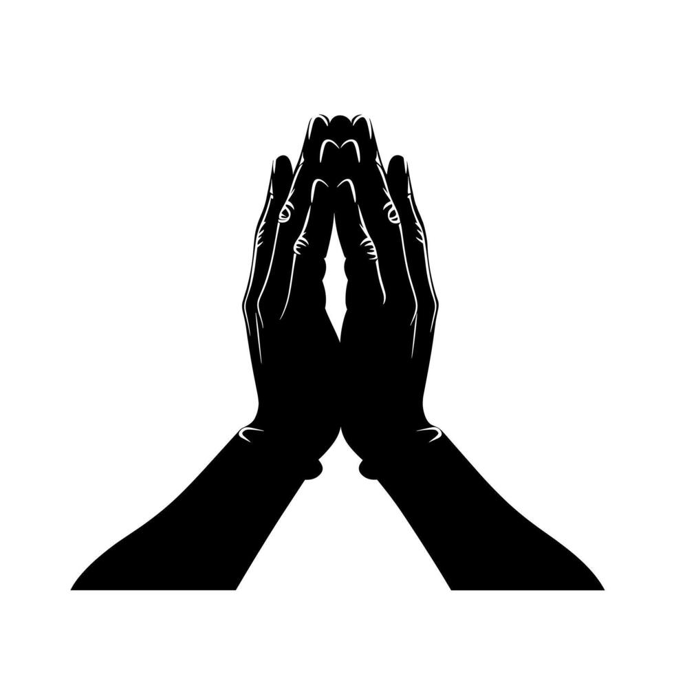 Praying hands symbolizing gratitude, hope, and spirituality in a minimalist style vector