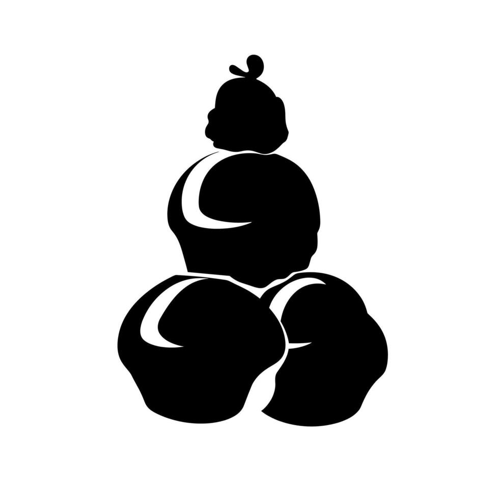 Silhouette of a three-layered cupcake tower with a cherry on top vector