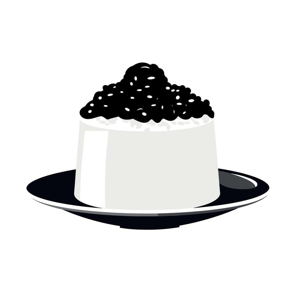 Delicate dessert featuring cream and black toppings served on a sleek plate vector