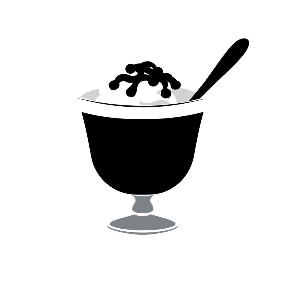 Delicious ice cream sundae served in a glass dish with sprinkles and a spoon vector