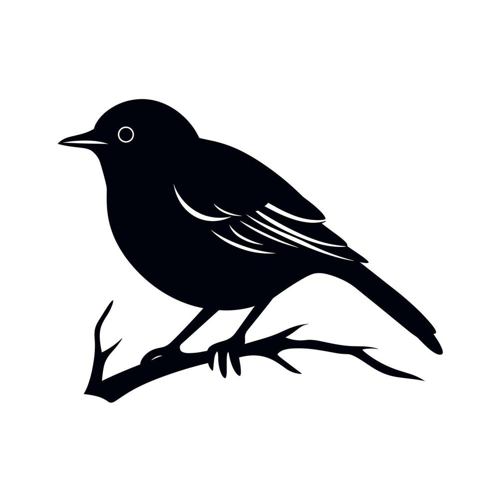 Black bird perched on a branch in a minimalistic design vector