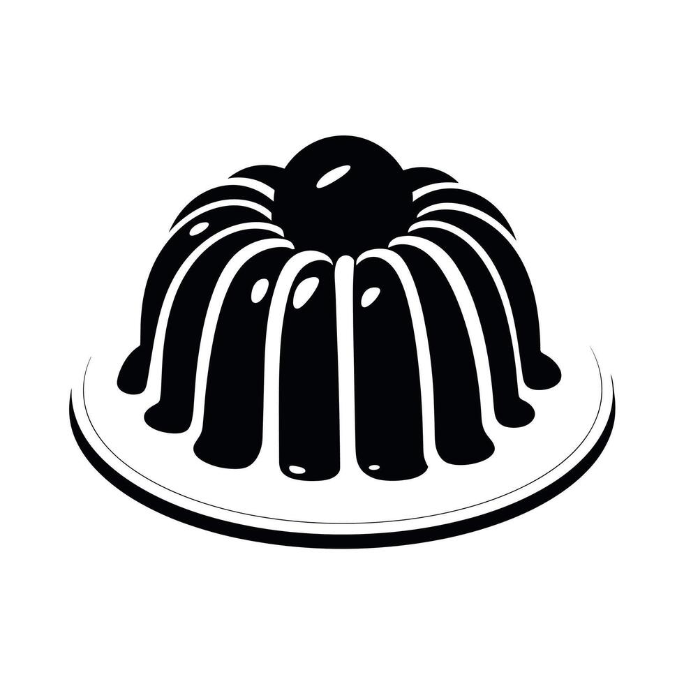 Delicious black gelatin dessert displayed on a white plate with a smooth glossy finish vector