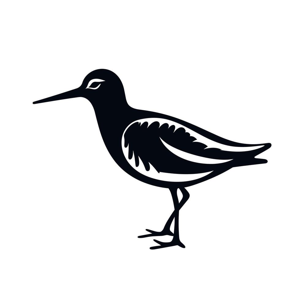 Bird standing on one leg among stylized vegetation in a minimalist design vector