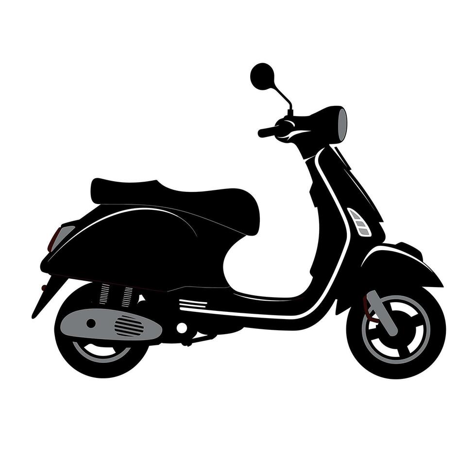 Vintage scooter parked against a plain background, showcasing classic design and charm vector