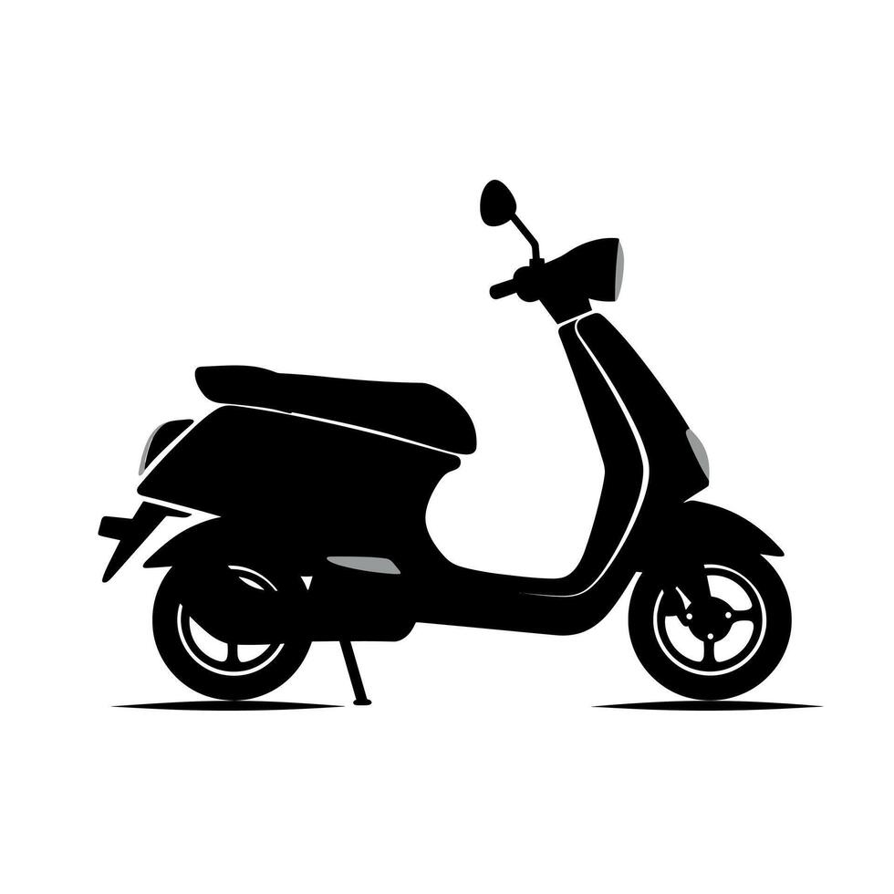 Stylish scooter silhouette parked on a plain background showcasing modern design vector