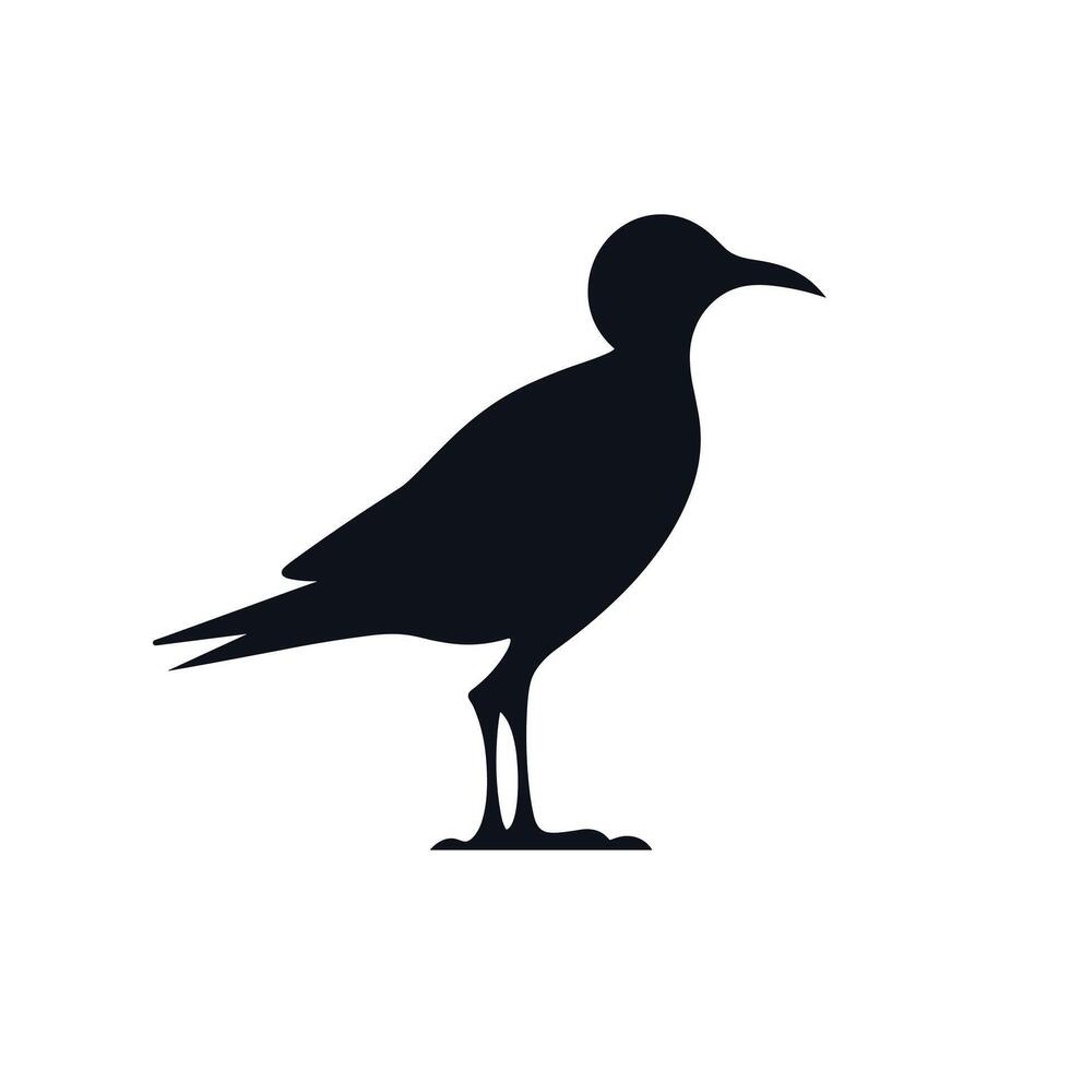 Stylized black bird silhouette standing on one leg against a minimalistic background vector