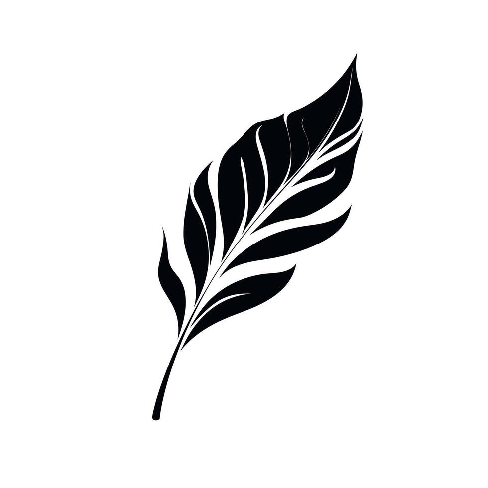 Elegant black silhouette of a tropical leaf against a minimalist backdrop vector