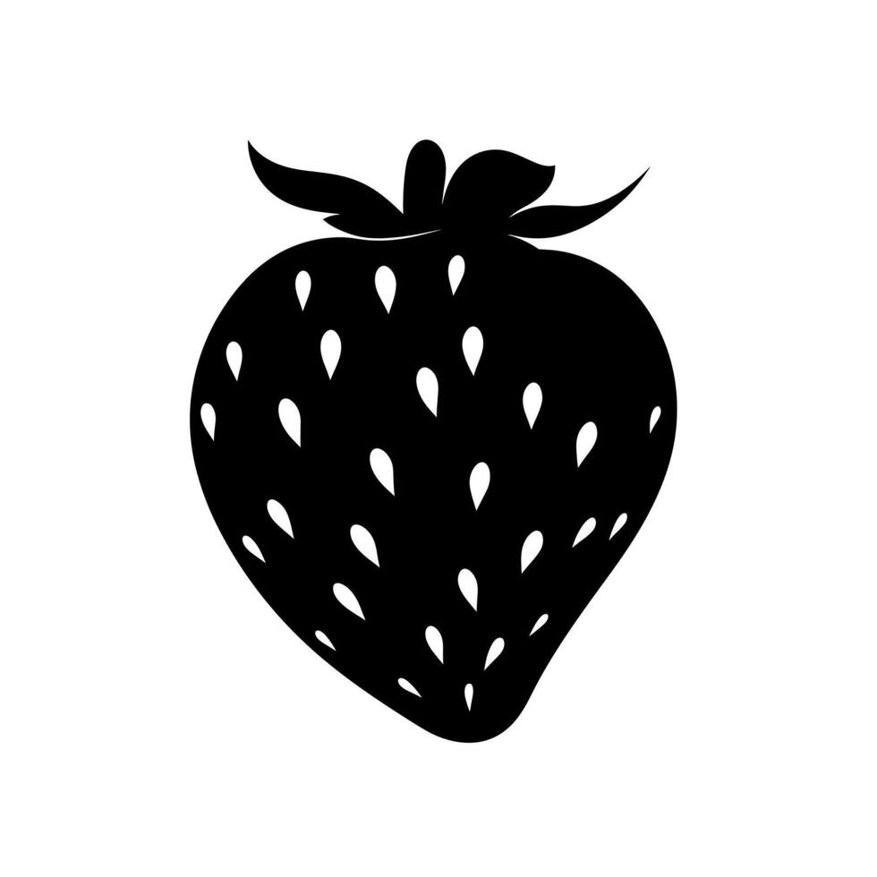 Silhouette of a strawberry showcasing its distinctive shape and seeds against a light background vector