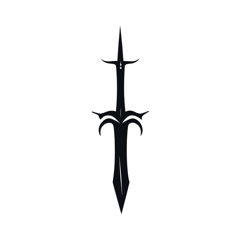 Sword design featuring intricate details and sharp edges in a minimalist style vector