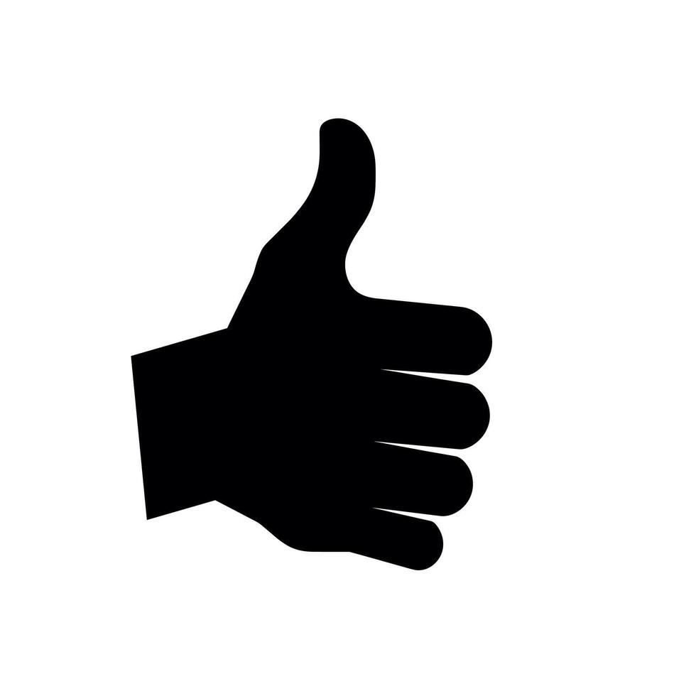 Symbol of approval depicted as a black thumbs up silhouette against a light background vector