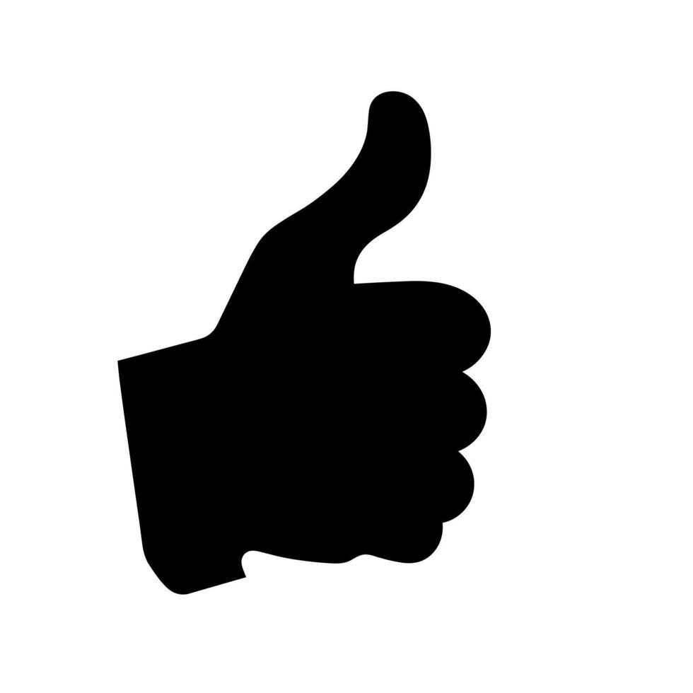 Creative black silhouette of a hand making a thumbs up gesture against a light background vector
