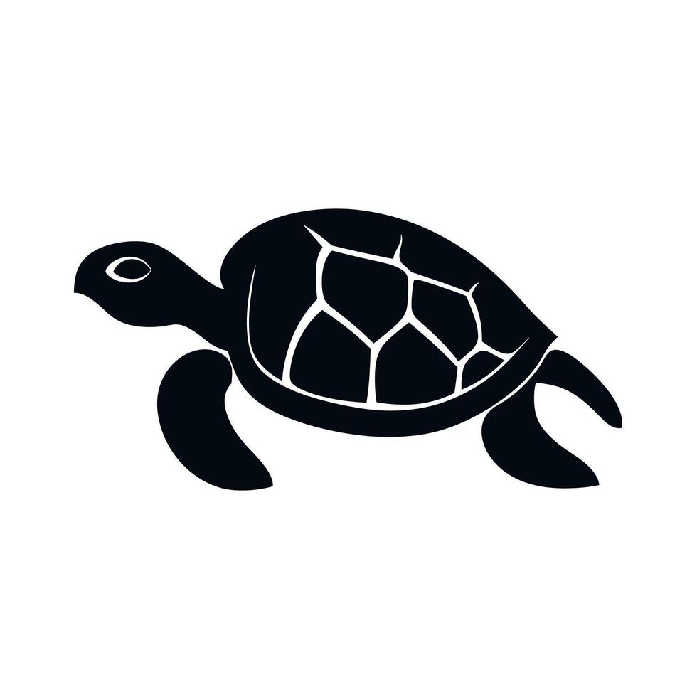 Black sea turtle graphic swimming in a simple style on a white background vector