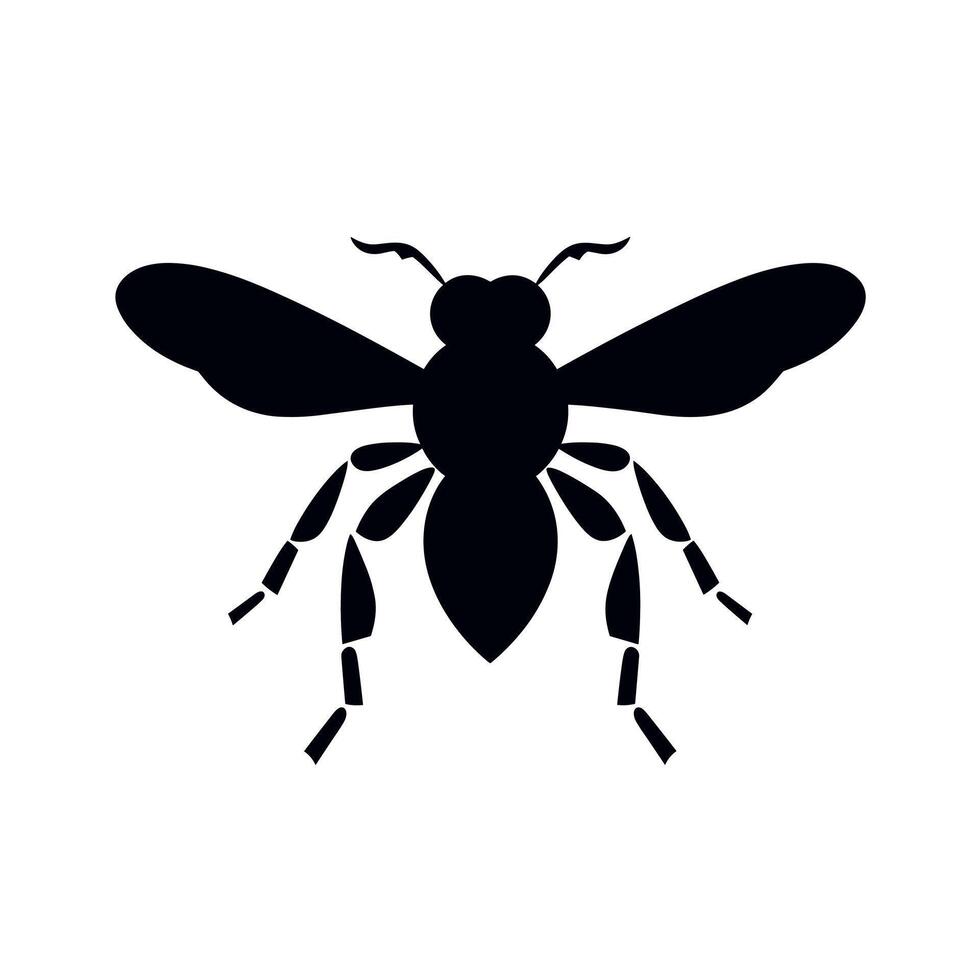 Black silhouette of a bee resting on a light background in a minimalist style vector