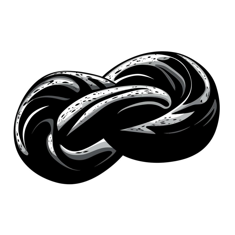Unique black and white twisted knot design showcasing intricate detailing vector