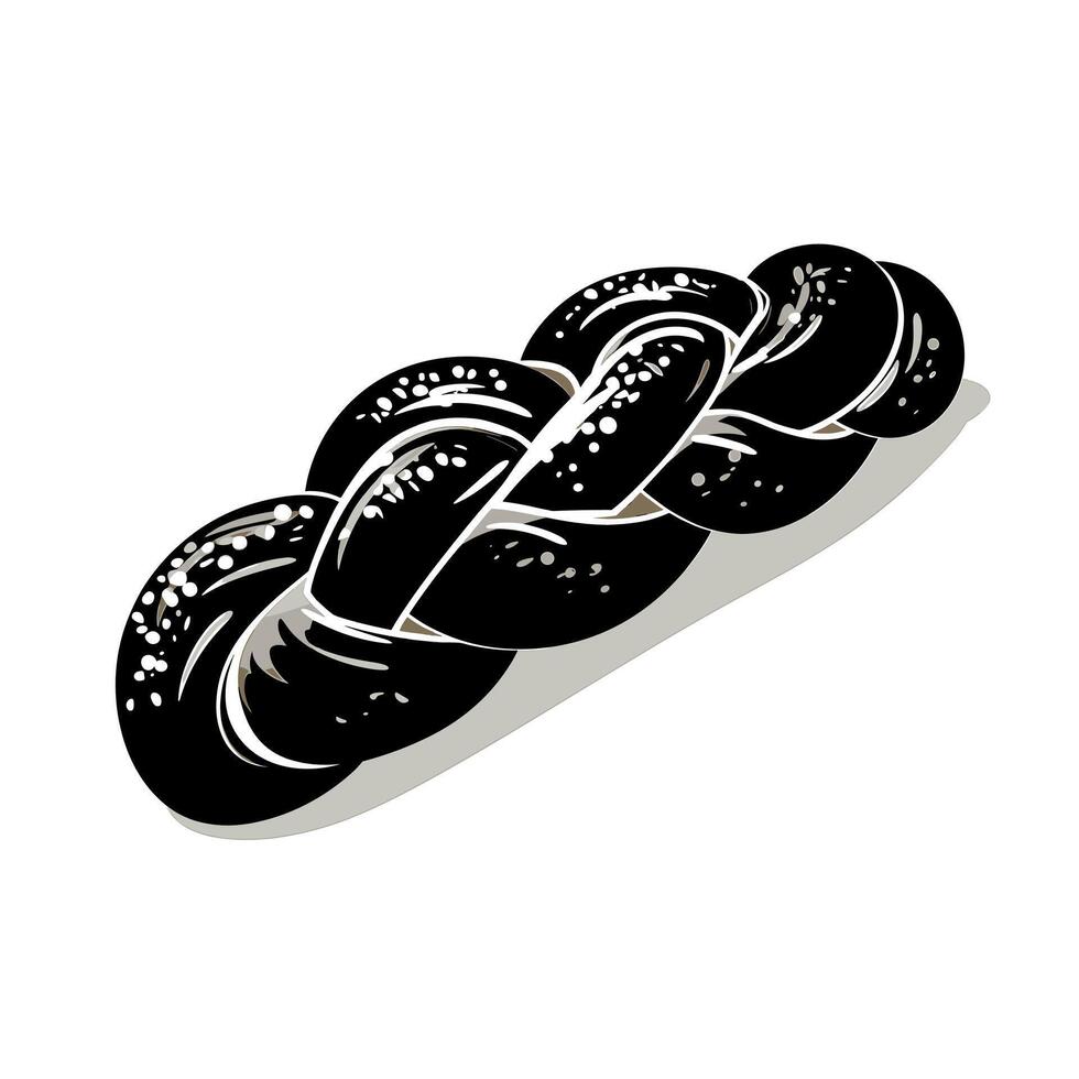 Unique braided black dough shape on a light background suitable for culinary designs vector