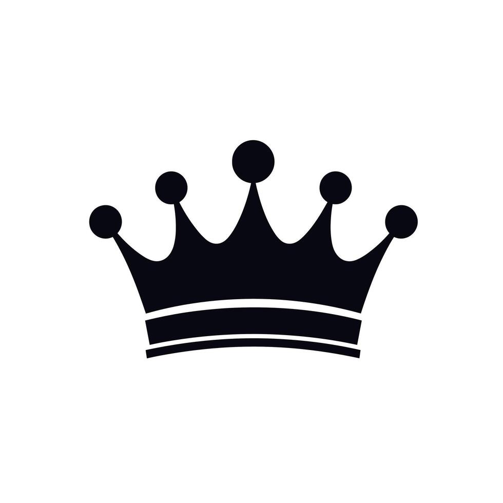Crown outline symbol featuring five circlet tops and two decorative bands vector