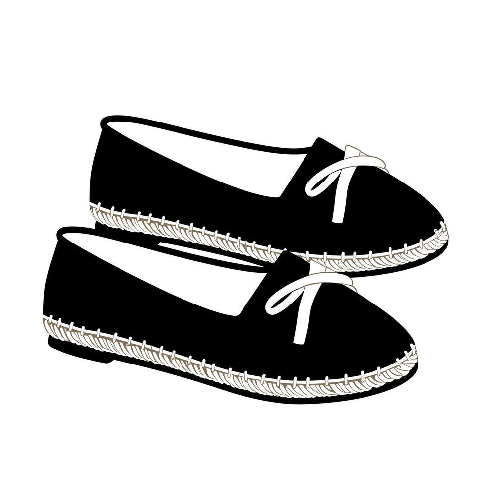 Ballet flats with white accents and decorative stitching for casual wear vector