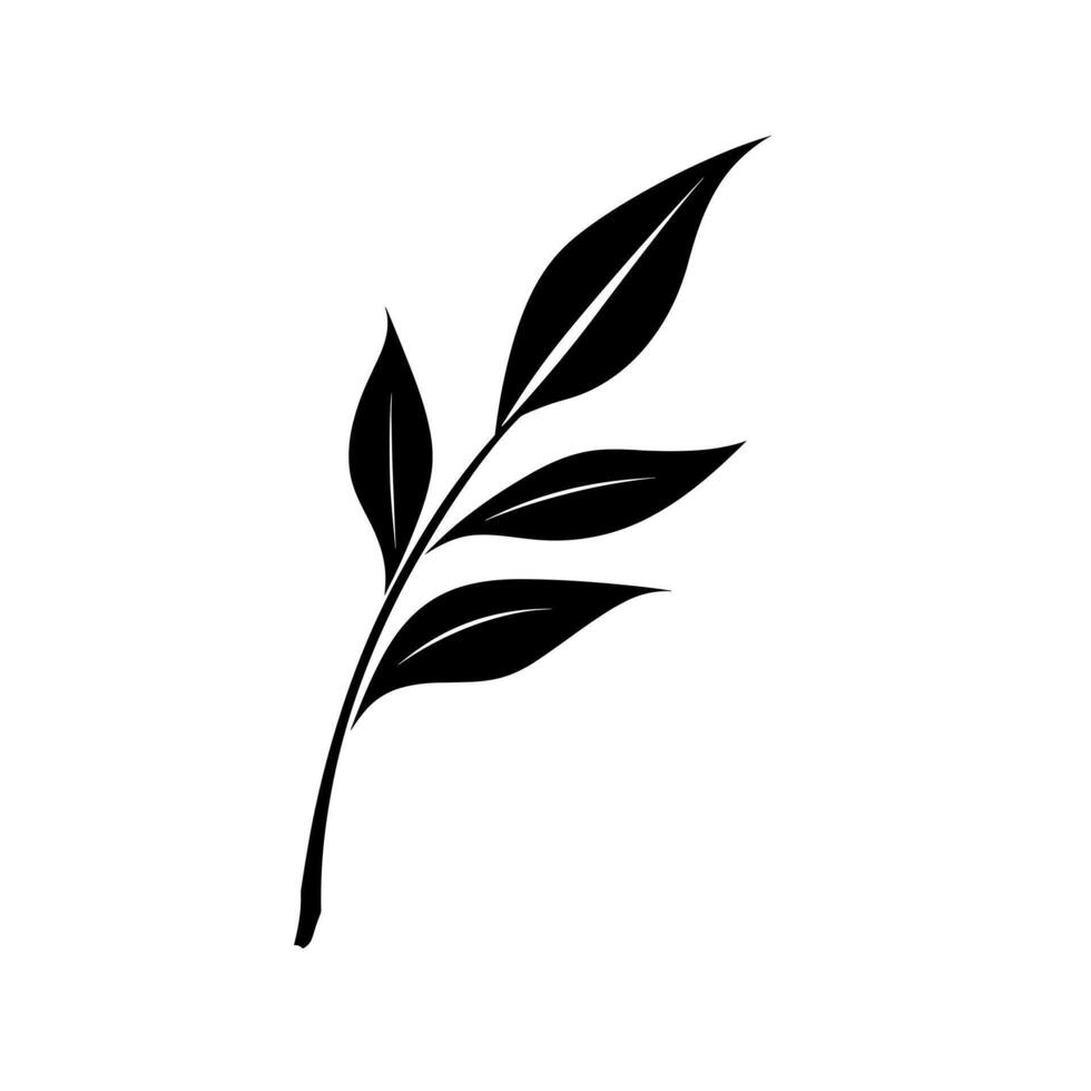 Black leaf silhouette with multiple leaflets showcasing natural elegance and simplicity vector