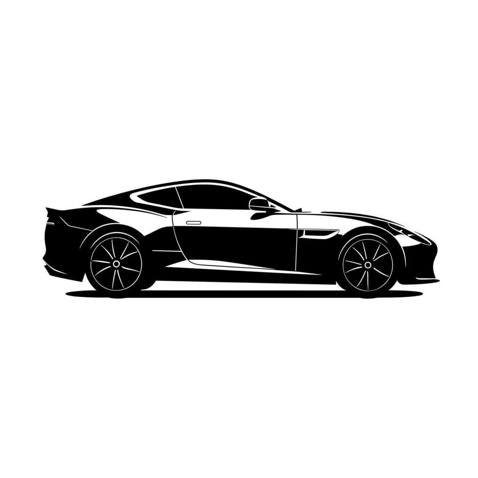 Sports car silhouette depicts a sleek design and modern style on a light background vector