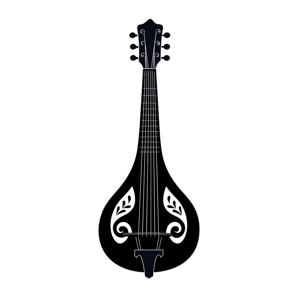 Musical instrument illustration featuring a decorative mandolin with intricate design elements vector