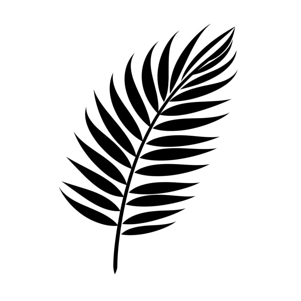 Elegant black silhouette of a palm leaf with intricate details and shapes vector