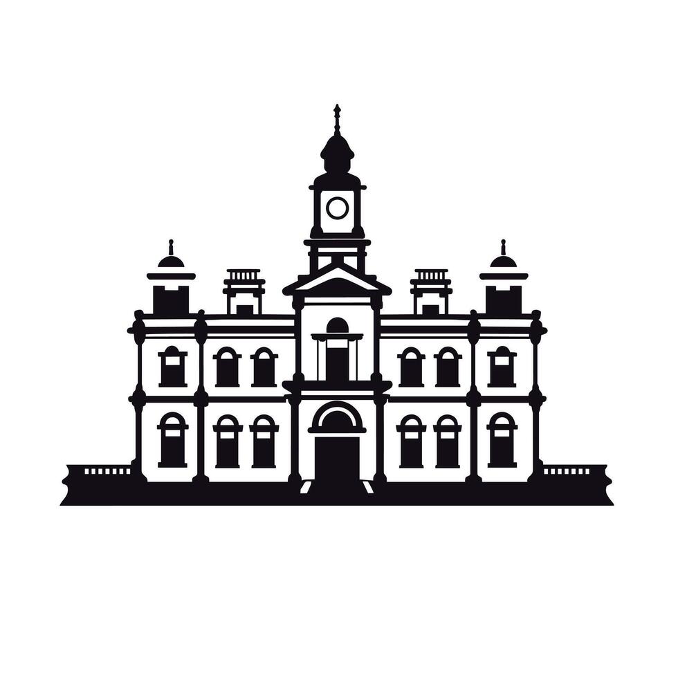 Historical building with clock tower showcasing classic architectural design in midday light vector