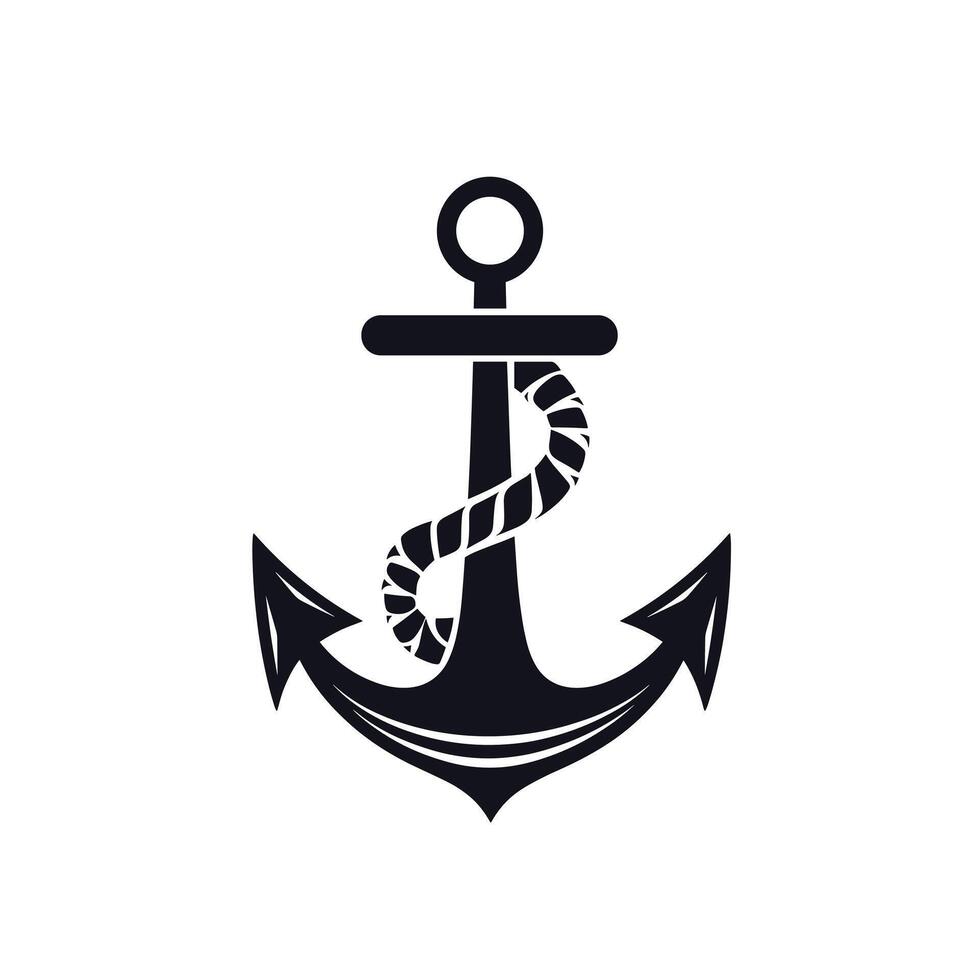 Black anchor design with twisted rope highlight for nautical themes and projects vector