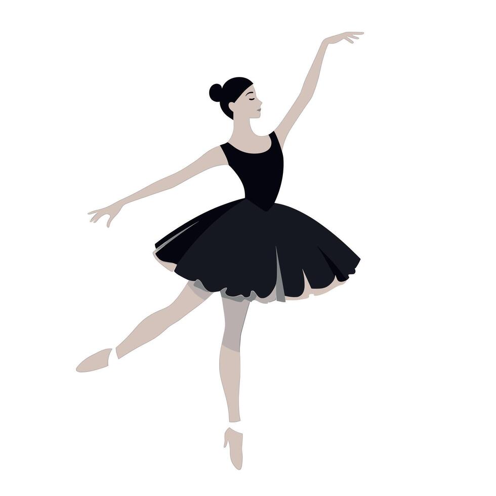 Elegant ballerina performing a graceful dance in a black tutu with a poised posture vector