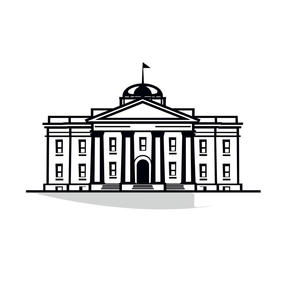 Elegant architectural design of a historical building with a dome and flag vector